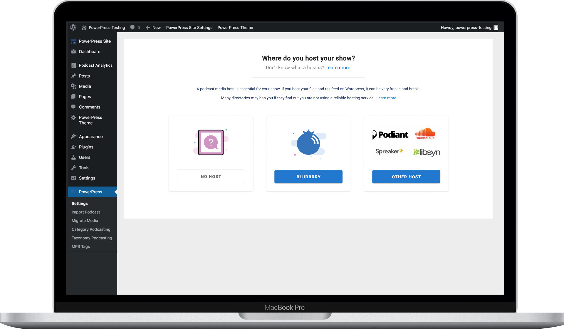 Onboarding — Clear Hosting Selection with Visual Hierarchy